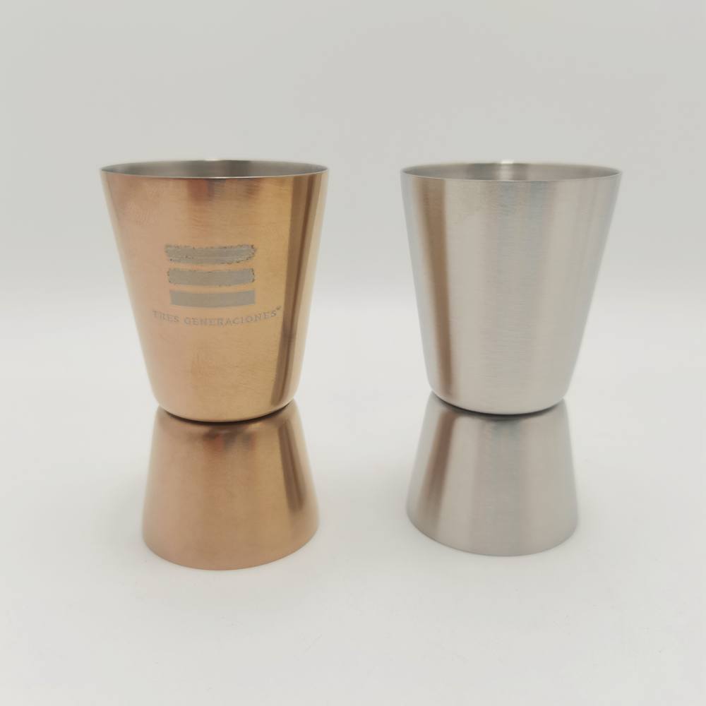 LARBO gold and silver plated double-sided Japanese jigger set for measuring spirits in cocktails
