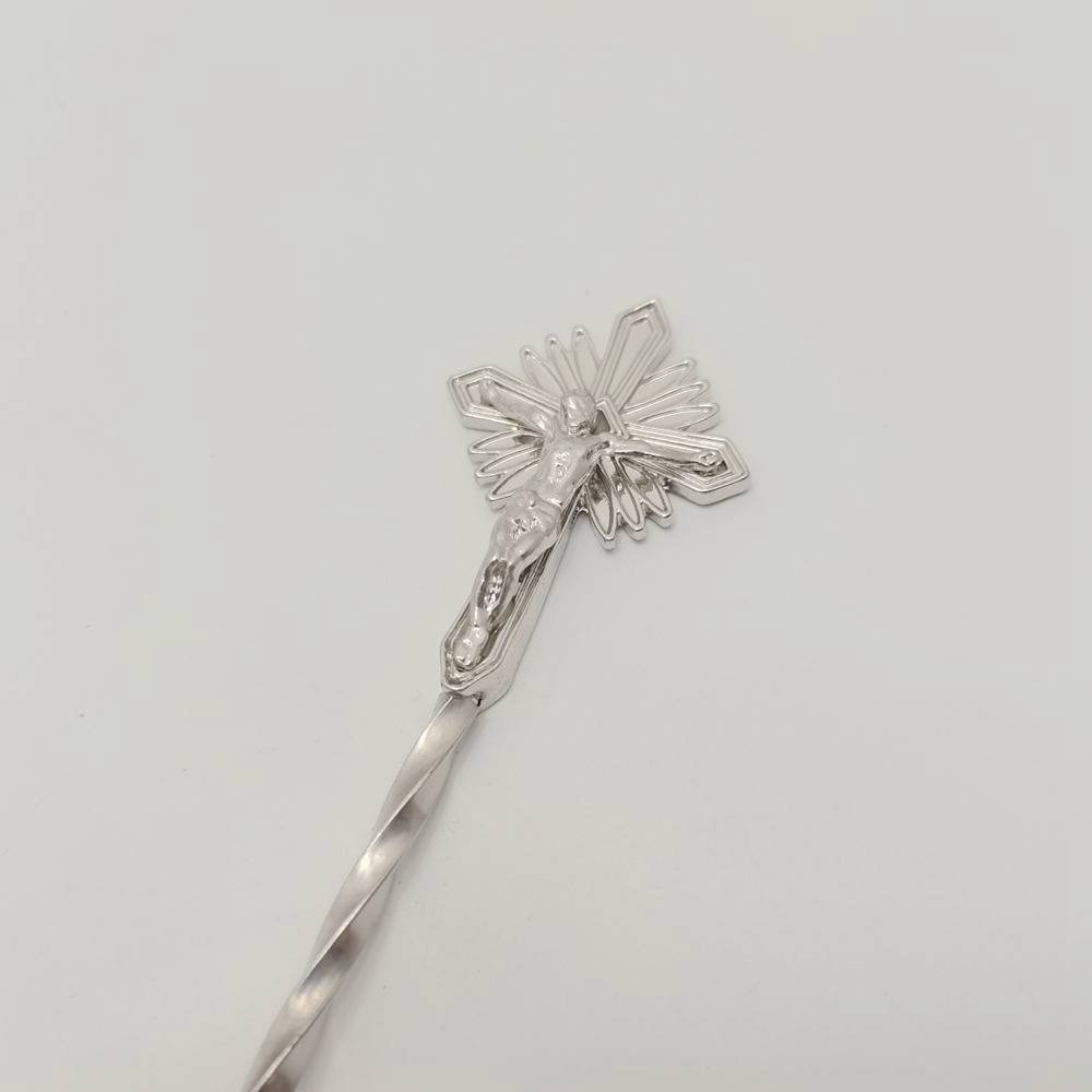 LARBO silver butterfly design bar spoon with twisted handle for cocktail mixing