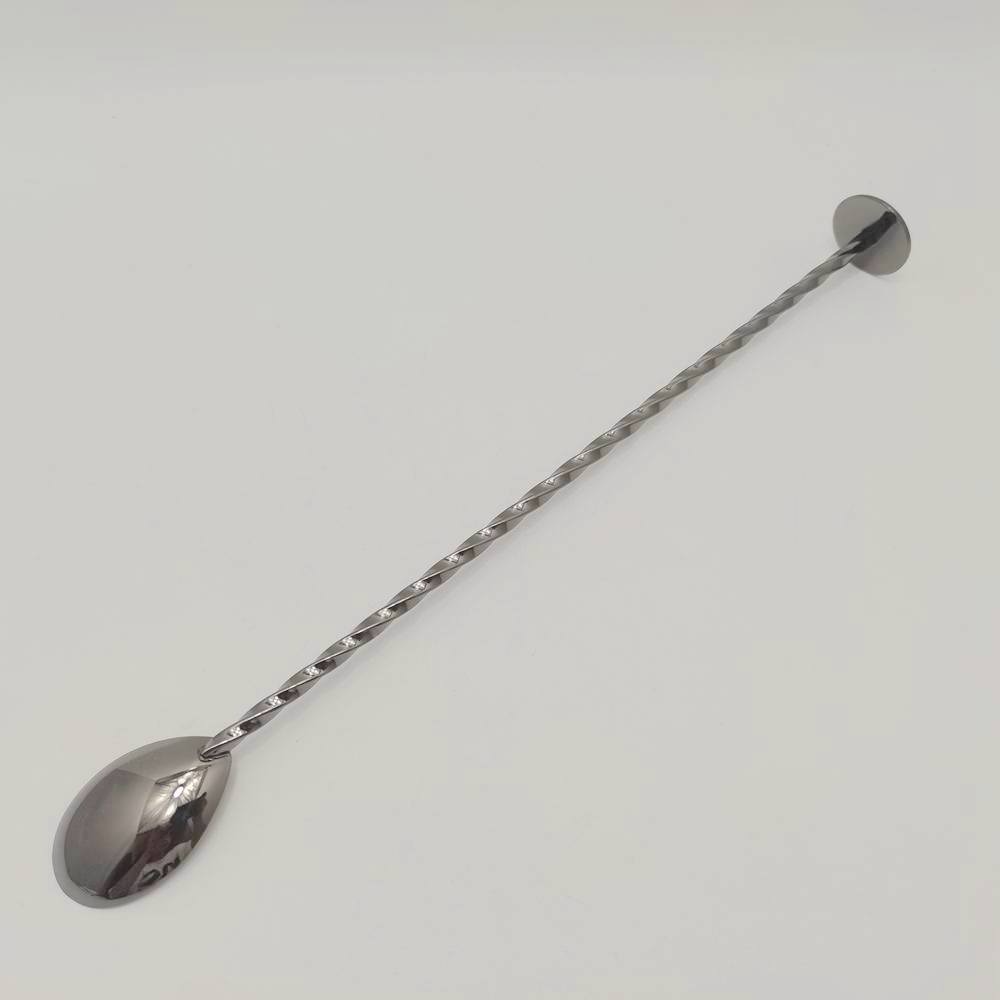 LARBO stainless steel twisted handle bar spoon with disc top end for cocktail stirring