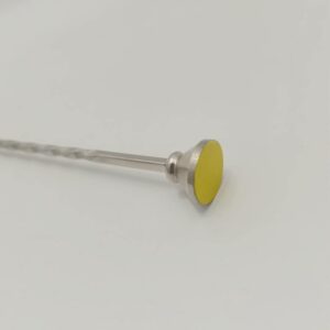 IMG_20230516_094250 LARBO silver bar spoon with yellow disc topper close-up showing twisted handle detail