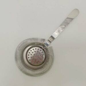 IMG_20230717_141314_edit_884197849697373 LARBO stainless steel Hawthorne cocktail strainer close-up showing perforated filter and spring detail