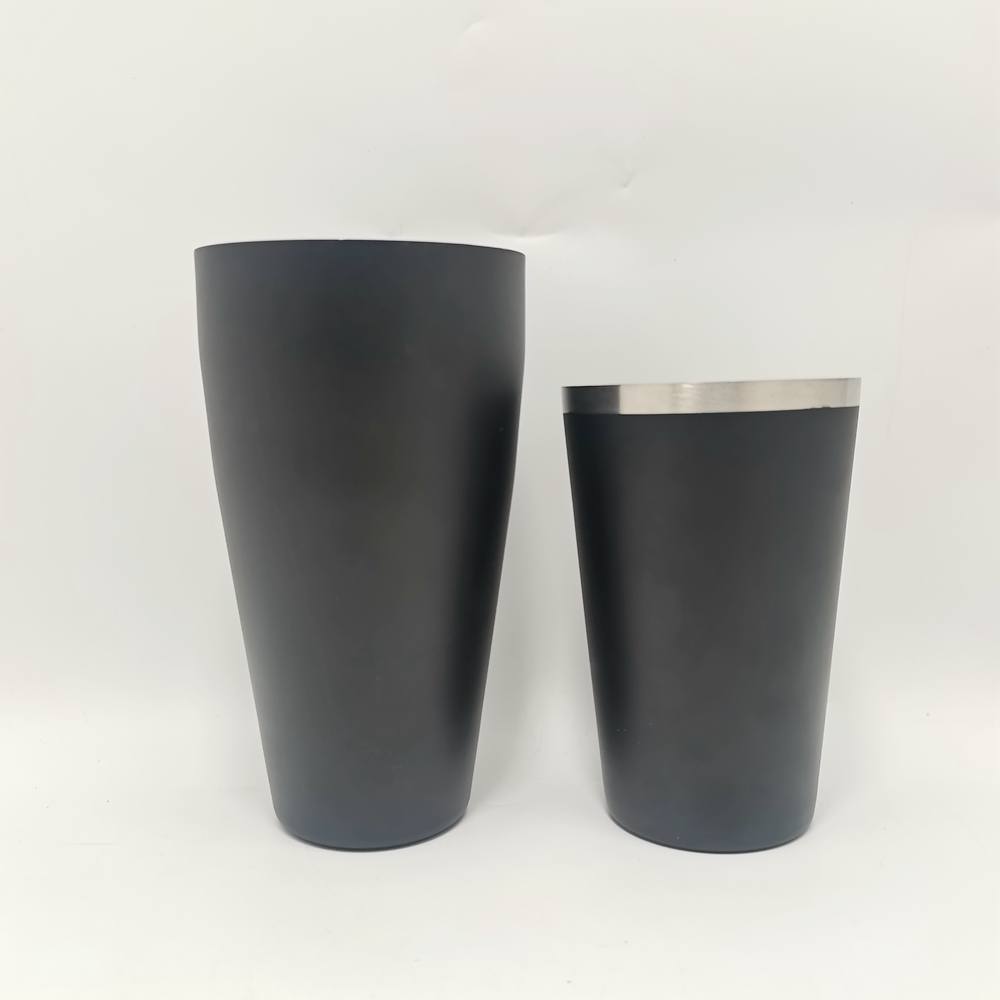 Black stainless steel Boston cocktail shaker tin set