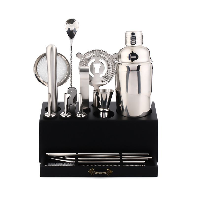 17-Piece Bartending Set with Wooden Stand