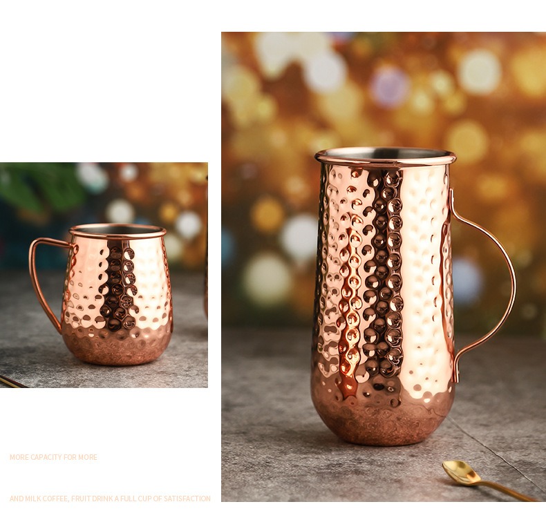 500 ml tall hammered copper mug - Image 3