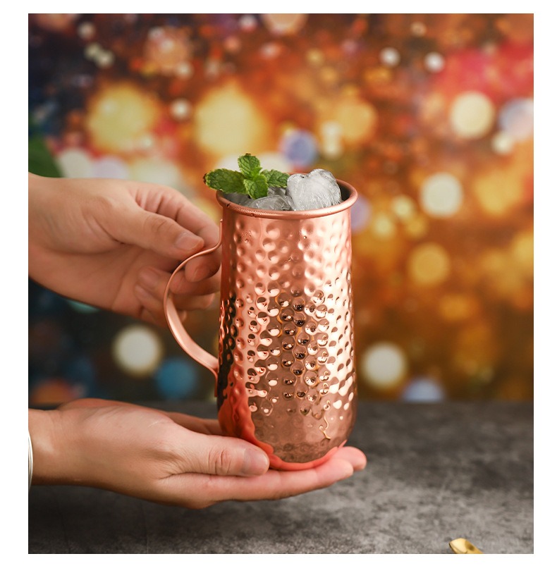 500 ml tall hammered copper mug - Image 2