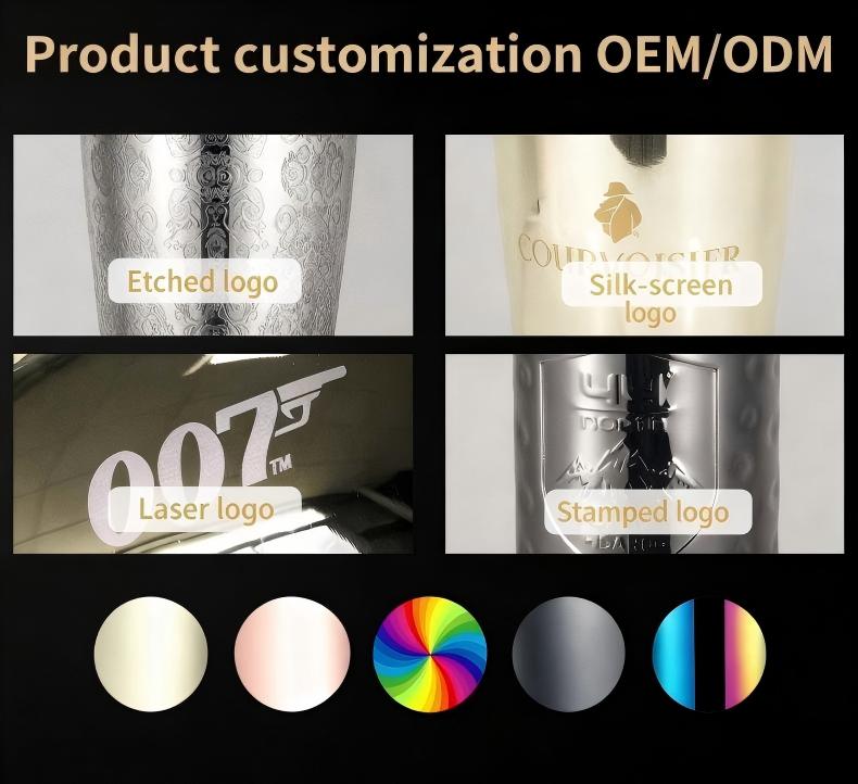 Moscow mule mug OEM ODM customization: etched, silk-screen, laser, stamped logo; 5 PVD color options (gold, rose gold, black, blue, rainbow)