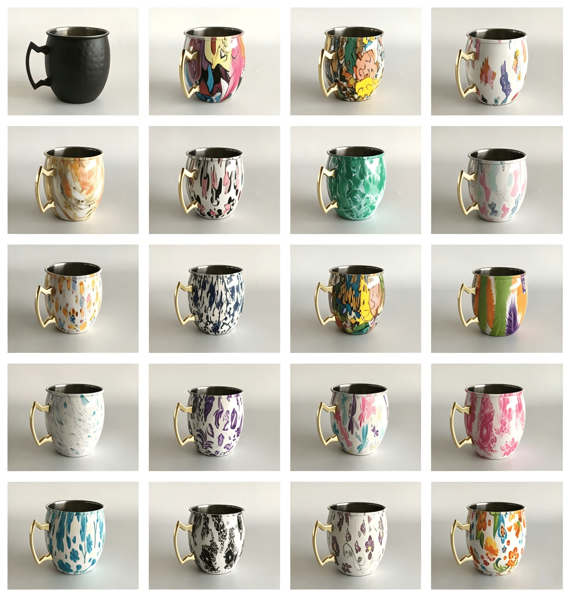 Moscow mule mug printed color and animal-shaped design collection: fox, cactus, marble, custom patterns