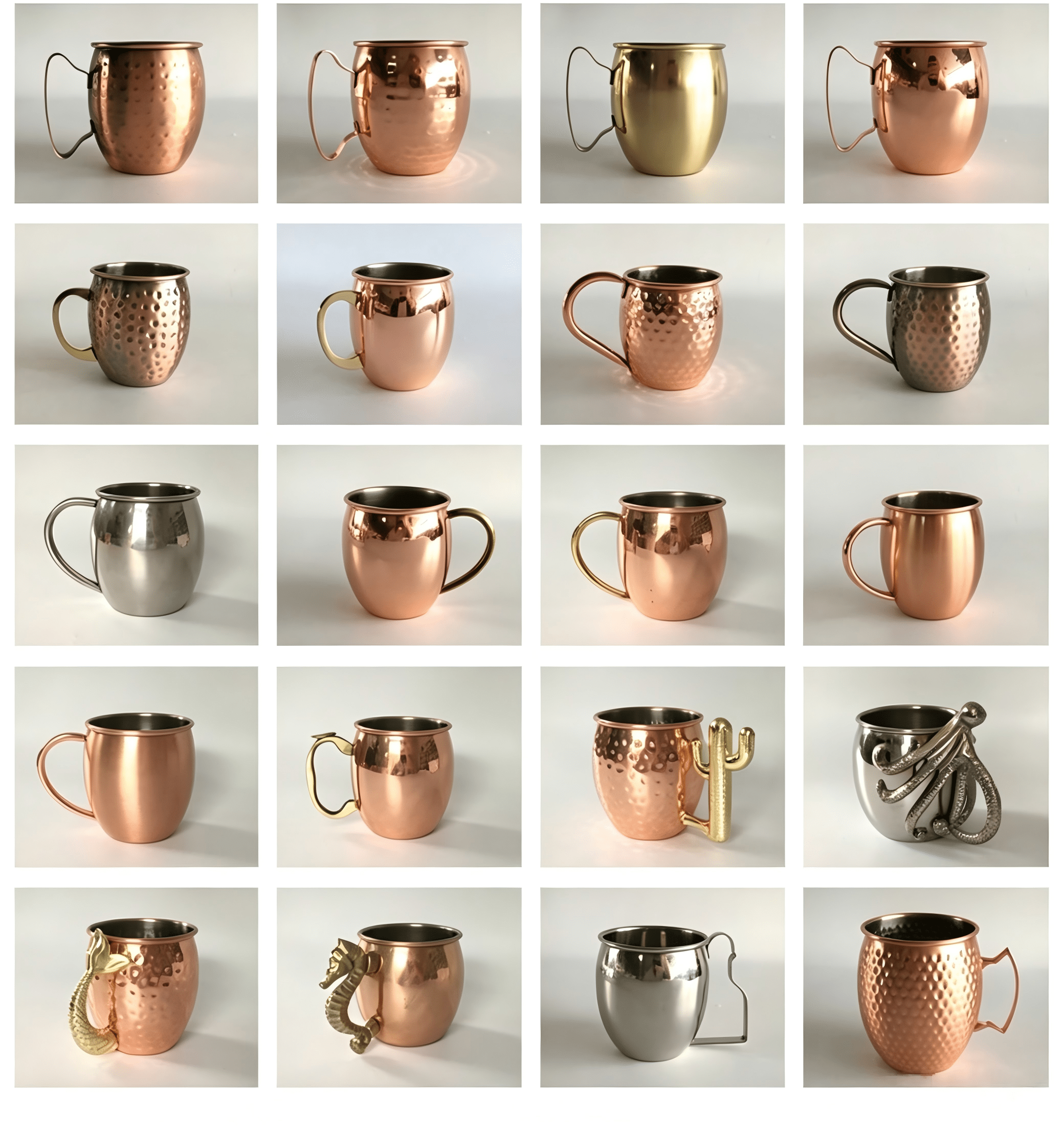 60ml mini Moscow mule mug color and finish options: copper, gold, gunmetal, black PVD, marble, hammered, polished